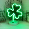 Surpdew Led Neon Lights Green Shaped Neon Night Light Usb And Battery Operated Night Lamp Decoration Lights For St Patrick White