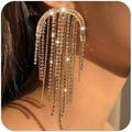 Boho Rhinestone Earrings Cubic Zirconia Studs | Sparkling Chandelier Dangle | Long Tassel | Perfect Gift for Women and Girls | Jewelry
