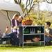 Folding Camping Table with 2 Tiers Open Shelves for Outdoor BBQ Black