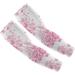 Women UV Sun Protection Arm Sleeves Cooling Sleeves Arm Cover Shield for Men Cycling Hiking Running Pink Flowers Butterflies