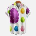 DDAPJ pyju 2024 Easter Shirt for Men Funny Easter Eggs Print Button Down Shirts Short Sleeve Hawaiian Bowling Shirt Casual Aloha Shirts with Pocket Deals of Today Purple XXL