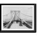 Historic Framed Print [View looking across the Brooklyn Bridge N.Y.C. with people walking in both directions] 17-7/8 x 21-7/8