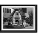 Historic Framed Print [Pug dog and its four puppies outside large doghouse].Geo. E. Brown photographer Portland Me. 17-7/8 x 21-7/8