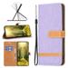 Mantto Wallet Case For iPhone 13 Mini Premium Denim Leather Flip Case [RFID Blocking] Card Holder Kickstand Magnetic Wrist Strap Case TPU inner Shell For iPhone 13 Mini - 5.4 Purple