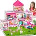 Cuopluber Dream Doll House Princess Castle House for Girls 3-Story 8 Rooms Playhouse with 2 Dolls Toy Figure and Furniture & Accessories Toy Gifts for Kids 3 4 5 6 7 8 9+ Year Old