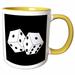 Black and White Die - Dice with Black Background 15oz Two-Tone Yellow Mug mug-39696-13