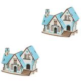 2 Pcs Puzzles House Puzzle Toy 3D House Puzzle Assembly Baby Toy House Jigsaw 3d Puzzle for Kids Child