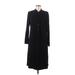 Casual Dress - Shirtdress Collared 3/4 sleeves: Black Print Dresses - Women's Size Medium