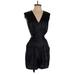 Club Monaco Casual Dress - Party Plunge Sleeveless: Black Plaid Dresses - Women's Size 2