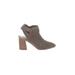 Marc Fisher Heels: Slingback Chunky Heel Casual Tan Solid Shoes - Women's Size 9 1/2 - Almond Toe