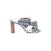 Ann Taylor Mule/Clog: Slip-on Chunky Heel Boho Chic Blue Checkered/Gingham Shoes - Women's Size 7 - Open Toe