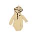 Little Me Long Sleeve Onesie: Tan Solid Bottoms - Size 12 Month