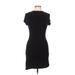 Stella Luce Casual Dress - Bodycon Crew Neck Short sleeves: Black Print Dresses - Women's Size Large