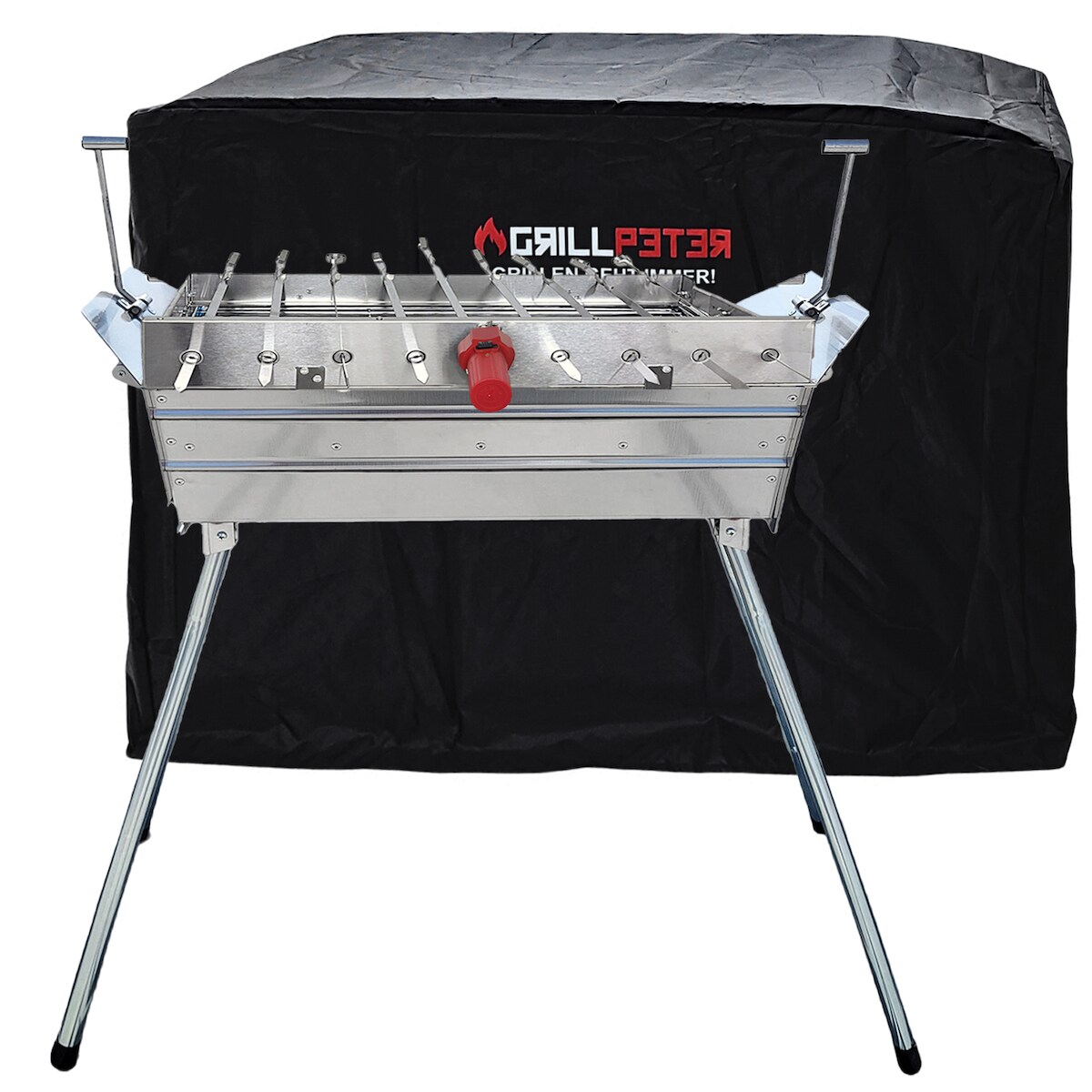 Grillpeter Mangal Ararat Edelstahl 2mm Schaschlikgrill 9er Drehspieß Haube Motor Image