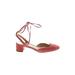 J.Crew Flats: Red Print Shoes - Women's Size 8 - Almond Toe