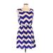 Millibon Casual Dress - A-Line: Blue Chevron/Herringbone Dresses - Women's Size Large