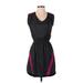 Express Casual Dress - Mini Cowl Neck Short sleeves: Black Print Dresses - Women's Size X-Small