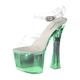 S. Women's Shoes Ankle Boots 17 cm Thin Heel Pole Dance Platform Model Show Sexy Transparent High Heels Banquet Women Large Fashion Sandals Fitness Ladies Shoes, Green, 7 UK