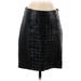 Ann Taylor Faux Leather Skirt: Black Grid Bottoms - Women's Size 2
