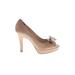 Talbots Heels: Pumps Platform Cocktail Party Tan Print Shoes - Women's Size 8 - Peep Toe