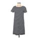 J.Crew Factory Store Casual Dress - Shift Scoop Neck Short sleeves: Black Print Dresses - Women's Size Medium