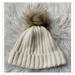 J. Crew Accessories | J.Crew Ribbed Beanie With Faux Fur Pom Pom Cream Brown One Size | Color: Brown/Cream | Size: Os