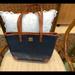 Dooney & Bourke Bags | Dooney & Bourke Navy Leather Tote Bag | Color: Blue/Brown | Size: 15” W X 10” H X 4.5 “ D