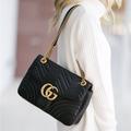 Gucci Bags | Gucci Marmont Large Calfskin Matelasse Leather Chain Shoulder Bag In Black | Color: Black/Gold | Size: Os