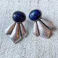 Free People Jewelry | Free People Lapis Lazuli Boho Antique Silver Geomagnetic Earrings Nwot | Color: Silver | Size: Os