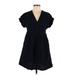 Universal Thread Casual Dress - Popover: Black Solid Dresses - Women's Size X-Small