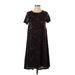Lularoe Casual Dress - A-Line Crew Neck Short Sleeve: Black Batik Dresses - New - Women's Size X-Small