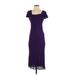 Donna Ricco Cocktail Dress - Midi: Purple Solid Dresses - Women's Size 4 Petite