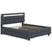 Ivy Bronx Kinnsley Queen Size Linen Platform Bed w/ LED Frame & 4 Drawers Upholstered/Linen in Gray | 43.7 H x 64.6 W x 86.6 D in | Wayfair