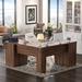 Latitude Run® Detcho 59" L Shaped Desk w/ Drawers, File Cabinet, Power Outlet & USB Charging Port, Wood in Brown | Wayfair