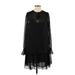 MICHAEL Michael Kors Casual Dress - Shift Crew Neck Long sleeves: Black Polka Dots Dresses - New - Women's Size X-Small