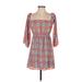 Sage Casual Dress - A-Line Square 3/4 sleeves: Pink Dresses - Women's Size Small