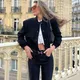 TRAF-Blouson Bombardier Blanc à Manches sulfpour Femme Veste Courte avec lèvent Style Baseball