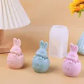 Moule à Bougie en Silicone en Forme de Lapin URA de Joyeuses Pâques Cubes de Glace en Résine de