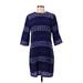 Equipment Casual Dress - Shift Crew Neck 3/4 sleeves: Blue Dresses - Women's Size Small