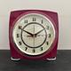 Colour Etched Formica Mantle Clock from Royale - Midcentury Atomic Jetsons Retro style in Magenta Aurora & Cream