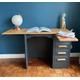 Refurbished vintage 1940s mid century oak drop leaf writing desk, grey, bronze