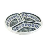 Blue Rose Polish Pottery 484 Ceramika Artystyczna Three Part Divided Dish