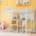 Twin/Full Size Loft Bed with Desk and Whiteboard, Metal Loft Bed with 3 Storage Shelves Loft Bed Frame w/ Ladder for Kids Teens