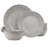 Modern Southern Home Capri 12 Piece Round Stoneware Dinnerware Set in Gray