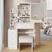 Left Bedside Cabinet Vanity Table set with Extra Large Sliding Mirror and High Capacity Storage/With 2 AC + 2 USB Socket