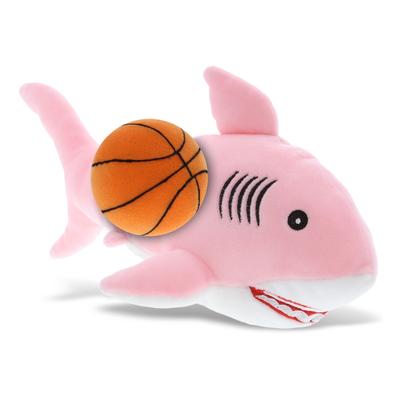 DolliBu Soft Huggable Pink Shark Stuffed Animal with Basketball Plush - 12 inches