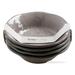 10 oz. 7 in. Veranda Cracked Glazed Solid Gray Wavy Edge Melamine Serving Bowls 4 pc Dishwasher Safe Indoor Outdoor