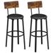 Bar Stools, Set of 2 PU Upholstered Breakfast Stools, 29.7 Inches Barstools with Back and Footrest, Simple Assembly