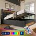 Queen/Full Size Upholstered Platform bed with a Hydraulic Storage System, LED and USB Charging