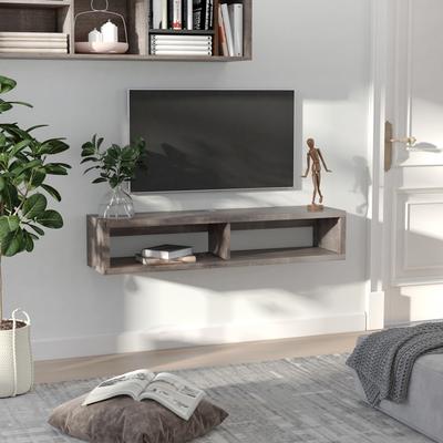 Modern Wall Mounted TV Stand with 2 Open Compartments